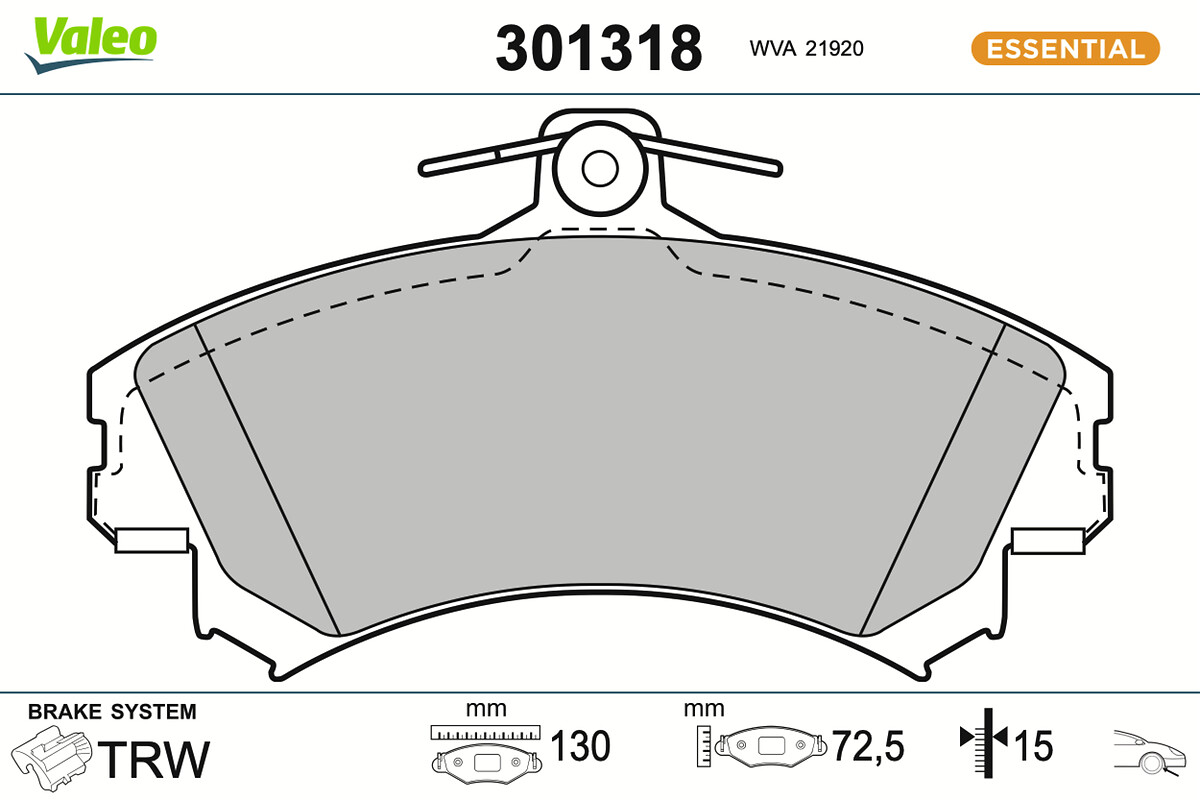 Jeu de 4 plaquettes de frein VALEO ref. 301318